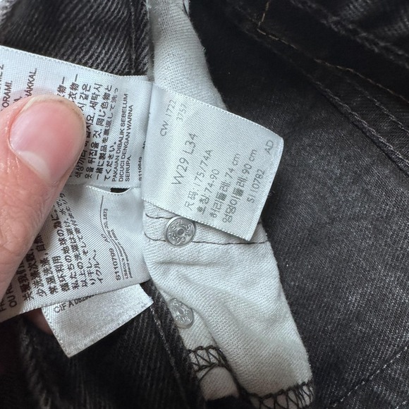 Levis 505 Jeans Mens 29x34 Gray Black Wash Straight Leg Denim Mid Rise Zip Fly - Picture 9 of 9